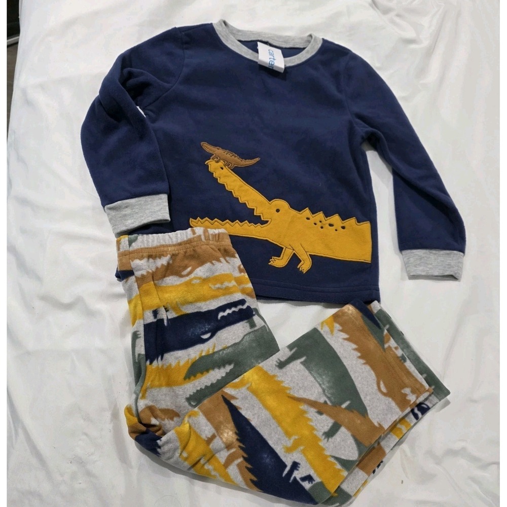 Carters Boys Fleece Pajama Set Size 4T Dinosaurs Cozy Comfy Pjs Pajamas